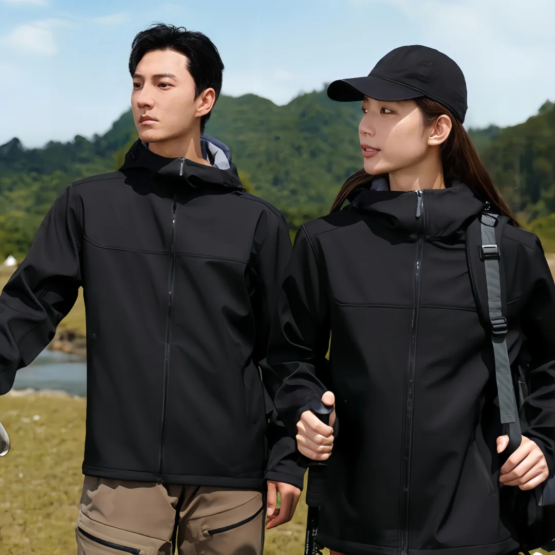 

2025 ARC Jacket Plus Fleece New Soft Shell Fashion Fishing Hooded Waterproof Windbreaker Men's and Women's Outdoor Hiking Jacket