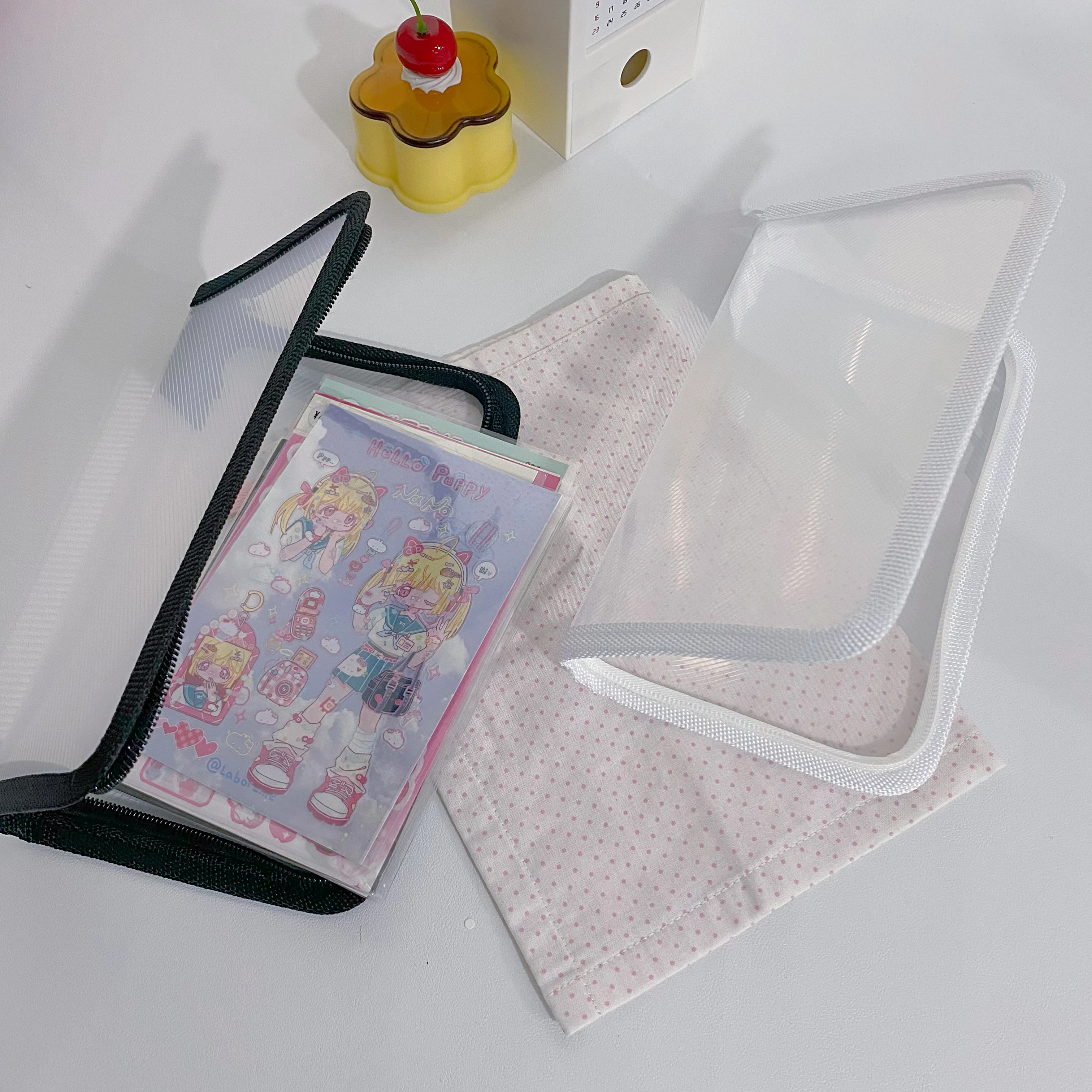 A6 Sticker Organizer Transparent Textured PP File Storage Zipper Pouch Stationery Scrapbook Journal Accessories