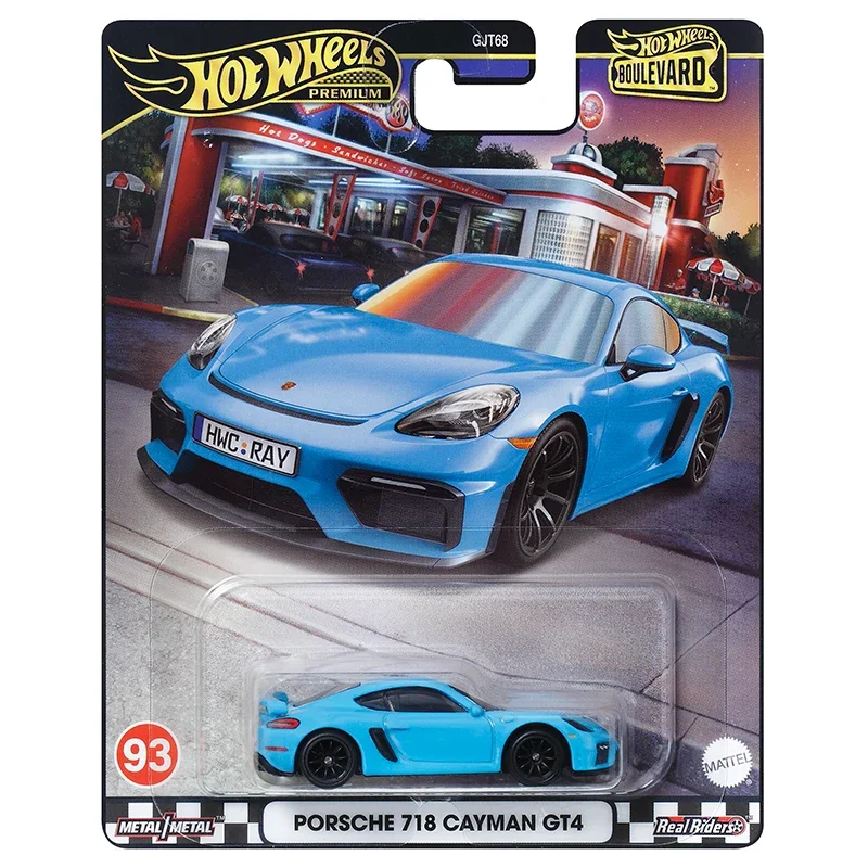 Original Hot Wheels Premium Car Boulevard Porsche 718 Cayman GT4 Toys for Boys 1/64 Diecast Alloy Voiture Miniture Birthday Gift