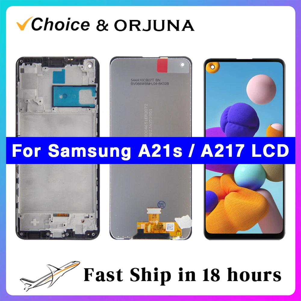 A21s PLS LCD For Samsung A21S A217 LCD Display Digital Touch Screen Assembly A21S With Frame Replacement Parts