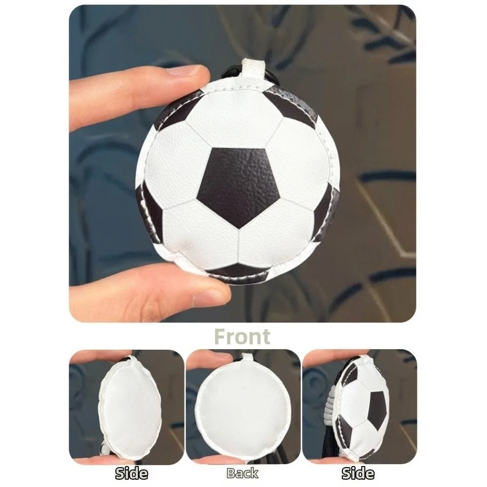 Cartoon Soccer Leather Keychain Sports Ornament with Carabiner Sports Themed Gift Charm Wear-resistant Non-fading