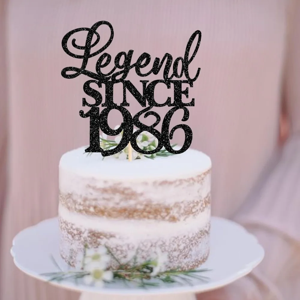 1 Packung „Legend Since 1986“ Kuchenaufsatz mit Glitzer, „Forty Cheers to 40th Birthday“ Kuchendekoration für den 40. Geburtstag – Detail 4