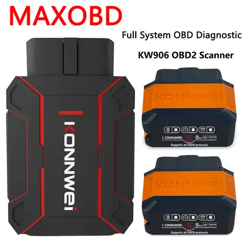 KONNWEI MAXOBD Car Full System OBD Diagnostic Tools Bluetooth 5.2 Testing Vehicle Monitoring OBD2 Scan-Tool for gift KW906