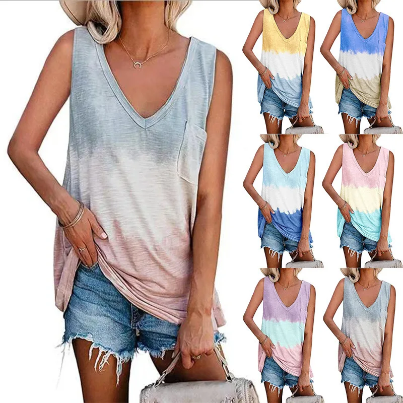 

Spring And Summer New Women'S Loose Fashion Printed Vest T-Shirt Top Women Lady Casual Tops Female Clothing