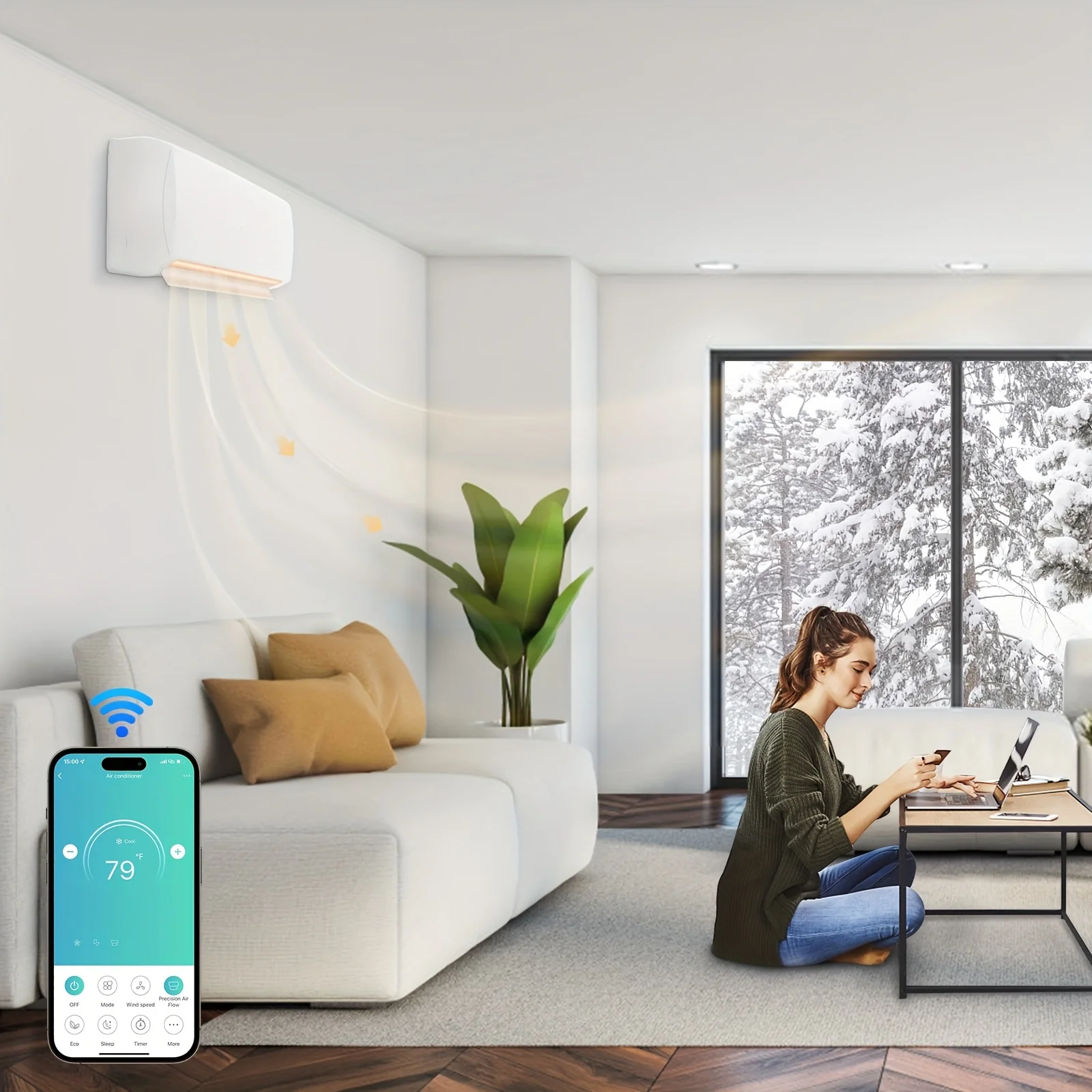 

11500 BTU Wi-Fi Smart Mini Split AC & Heat Pump – 17 SEER2 Inverter, 230V Ductless Wall Unit with Pre-Charged Line Set & Full Installation Kit – Ideal for Bedrooms, Living Spaces, Offices, and Garages