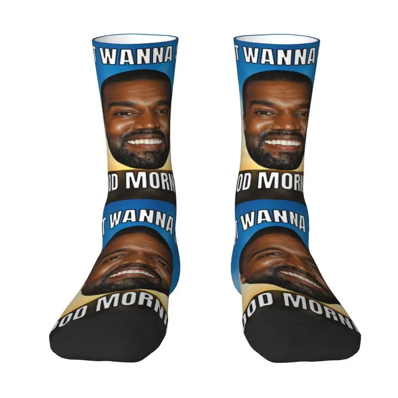 Funny Kanye West Meme Mens Crew Socks Unisex Fashion POP Rapper Spring Summer Autumn Winter Dress Socks