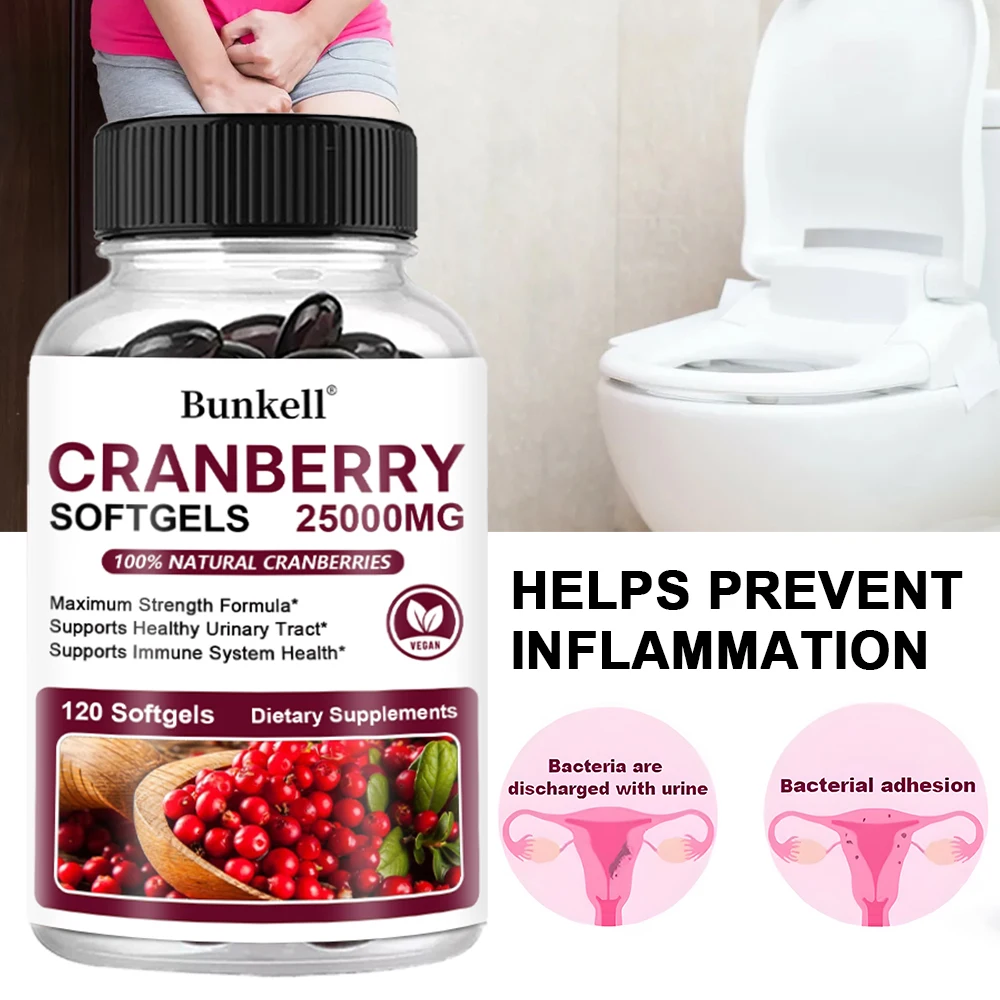 

Cranberry Capsules 25,000mg with Vitamin C, Bladder & Gut Health, Immunity Support, Gluten-Free For Adults