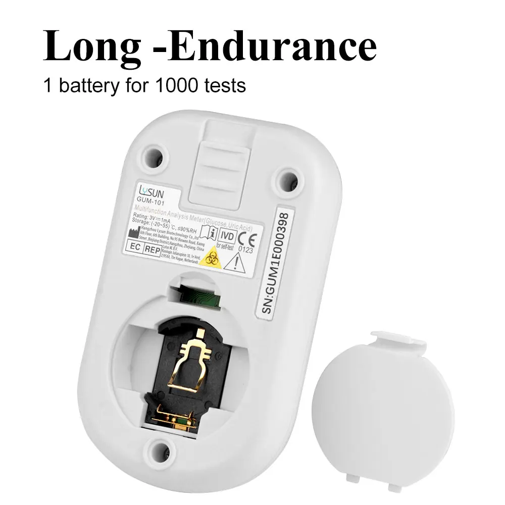 2 in 1 Blood Glucose Monitor Kit with 25 Glucose and 25 Uric Acid Test Strips, 50 Lancets, Travel Case for Diabetes Testing