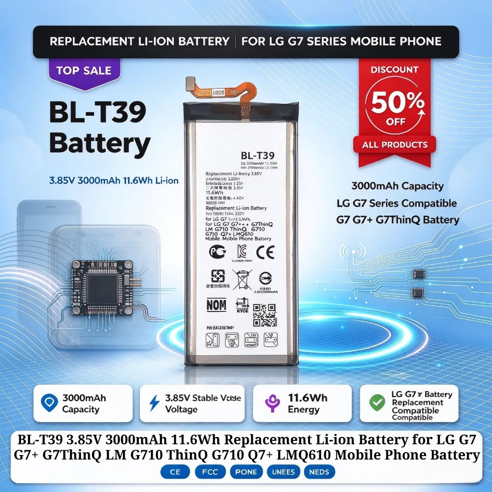 BL-T39 3.85V 3000mAh 11.6Wh Replacement Li-ion Battery for LG G7 G7+ G7ThinQ LM G710 ThinQ G710 Q7+ LMQ610 Mobile Phone Battery