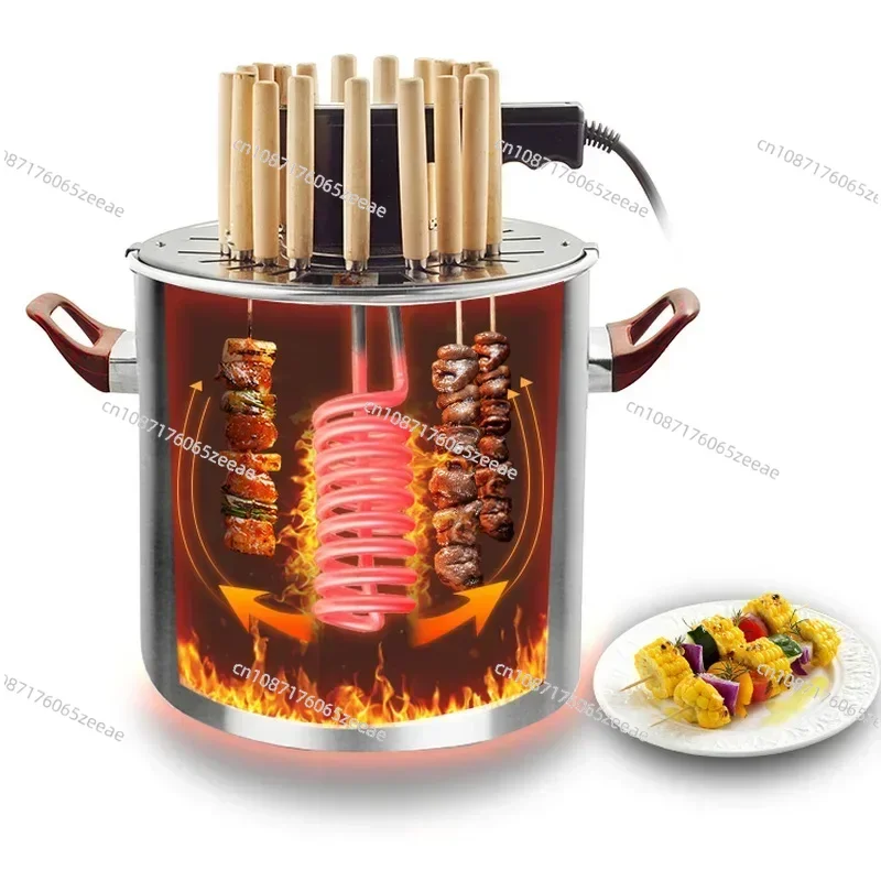 2-in-1 Broiler Smokeless Burners BBQ Grill Charbroiler Electric/Charcoal Barbecue Oven/Pot for Home/Outdoor Use 3-4 Person