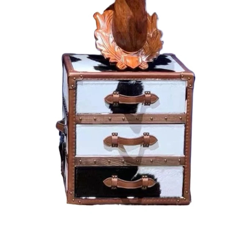 

Medieval style box, coffee table, retro milk cowhide designer side corner few bedrooms, bedside table, storage cabinet, locker