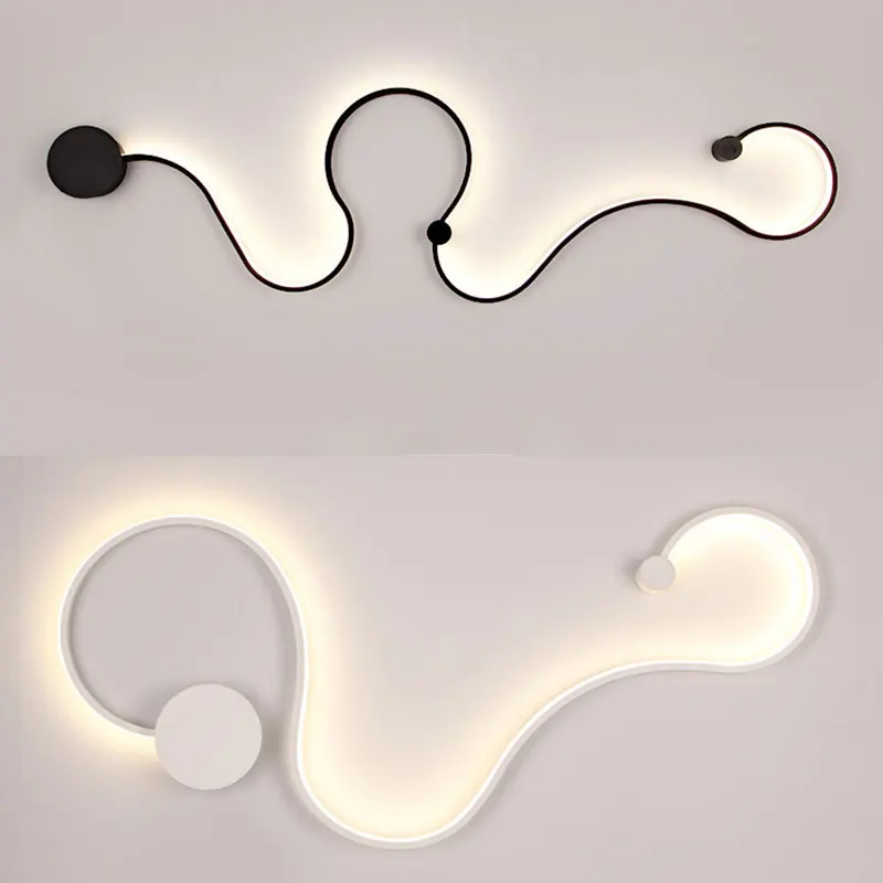 

Modern Creative Acrylic Curve Wall Light Nordic Led Snake Wall Sconce Snake LED Wall Lamp For Home Hotel Decors Lighting Fixture