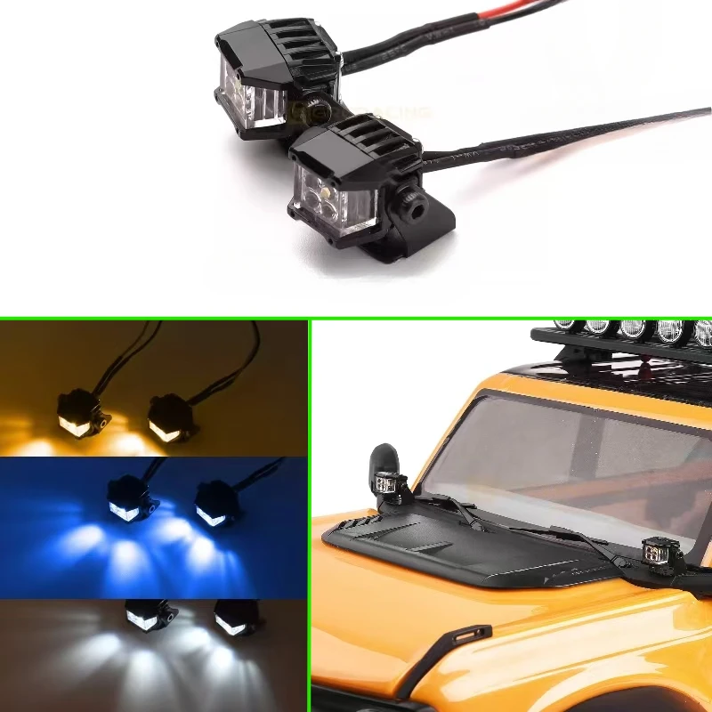 

2PCS LED Off-road Light Quad Lens for 1/10 RC Drift Crawler Car Traxxas TRX4 Defender Bronco AXIAL SCX10 RC4WD D90 D110 Parts