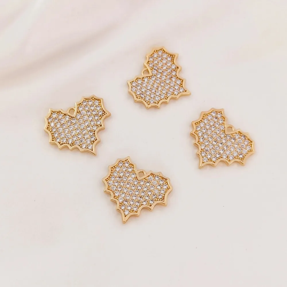 

Материал ручной работы своими руками для позолоченного кулона 14 карат с цирконием, ожерелье-браслет с подвеской в форме листа в форме сердца