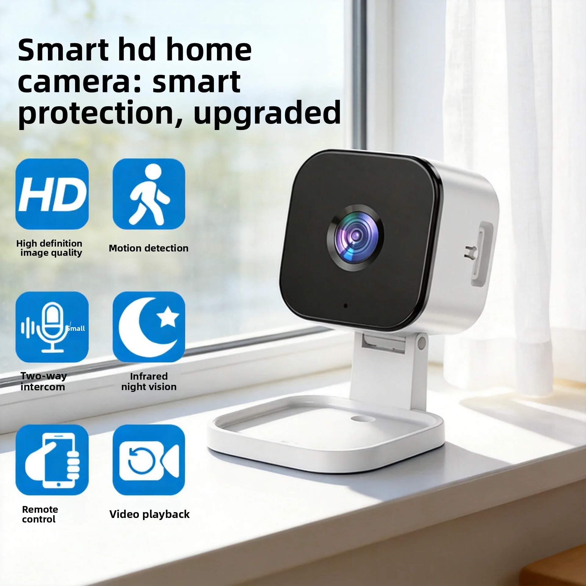 Color Night Vision 2K Window Security Camera Motion Detection Two-way Voice Call Surveillance Camera 5X Zoom 24/7 Recording