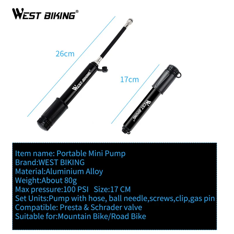 Portable MTB Bike Pump Mini Cycling Tire Inflator Hand Air Pump Scharder Presta Valve Mountain Road Bicycle Pump Accessories