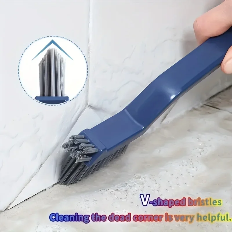 Three-in-one crevice brush, bathroom floor crevice brush, corner long-handled hard-bristled cleaning brush without dead corners