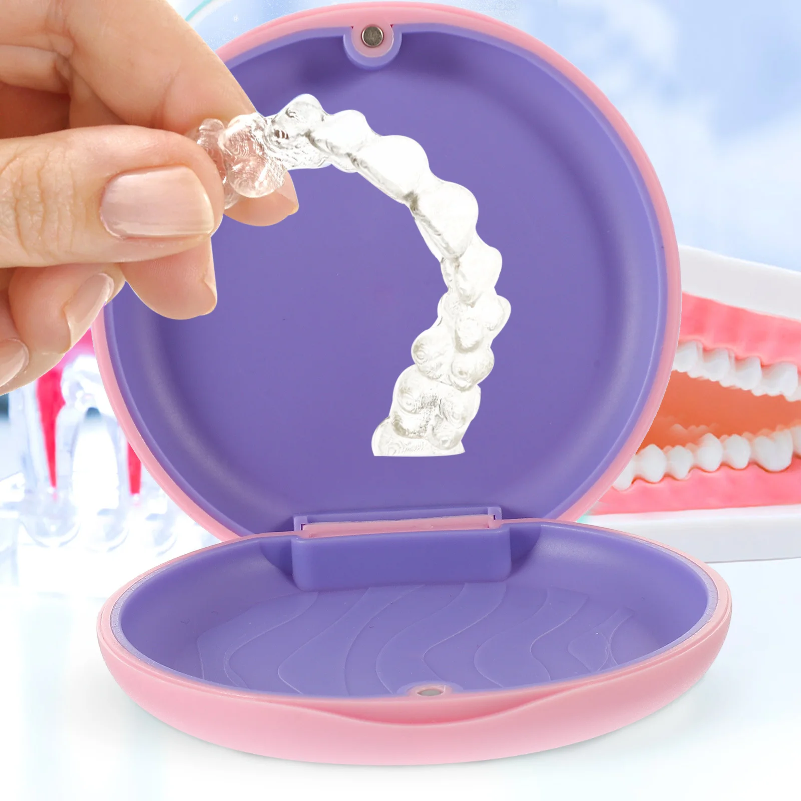 Travel Retainer Case Silicone Portable Denture Box Small Lightweight Durable Storage Container Convenient Denture Holder