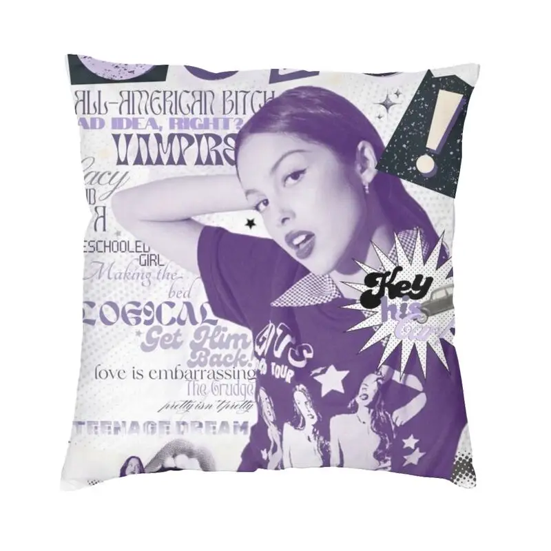 Custom Olivias Vampire Rodrigos Sour Guts Square Throw Pillow Case Home Decor 3D Two Side Printing Cushion Cover for Sofa