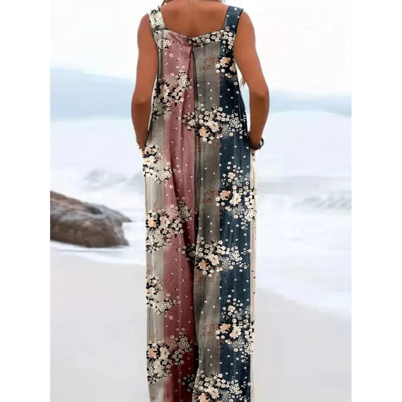 Hot Selling Plus Size Printed Jumpsuit For Women Trendy Loose Overalls Stylish Denim Romper Comfortable Stretchy High Waist