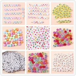 100pcs Cartoon Moon Star Heart Smile 26 Letters Polymer Clay Spacer Beads For Jewelry Making Handmade Diy Bracelet Necklace