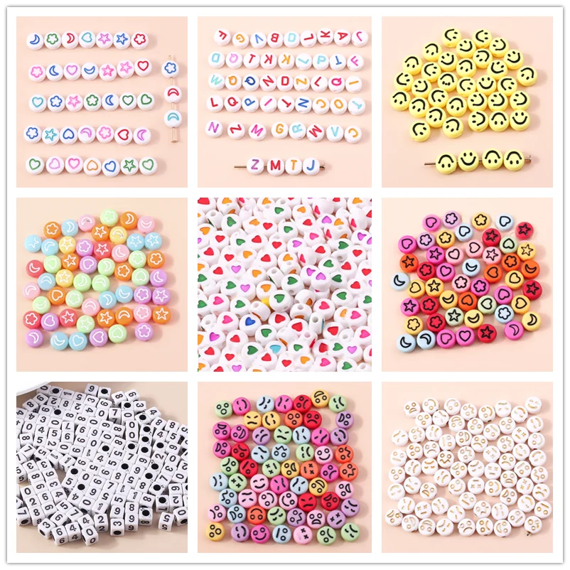 100pcs Cartoon Moon Star Heart Smile 26 Letters Polymer Clay Spacer Beads For Jewelry Making Handmade Diy Bracelet Necklace