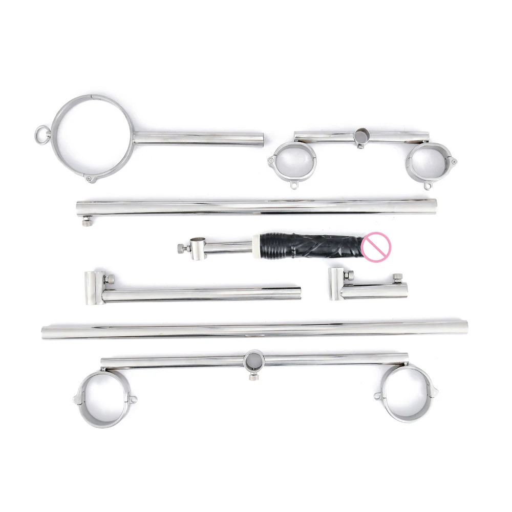 Stainless Steel Dog Slave Spreader Bar Devices Fix Handcuffs Cuffs Anal Plug Dildo Restraints Belt BDSM Bondage Sex Toys For Men