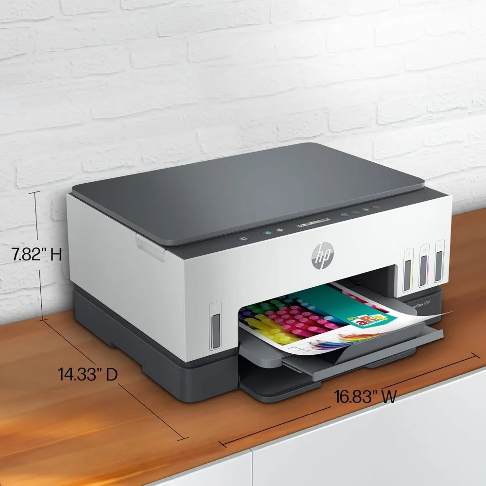 HP Smart Tank 6001: Stampante wireless all-in-one, scanner, fotocopiatrice con alimentazione inchiostro di 2 anni e serbatoi d'inchiostro ricaricabili per uso domestico
