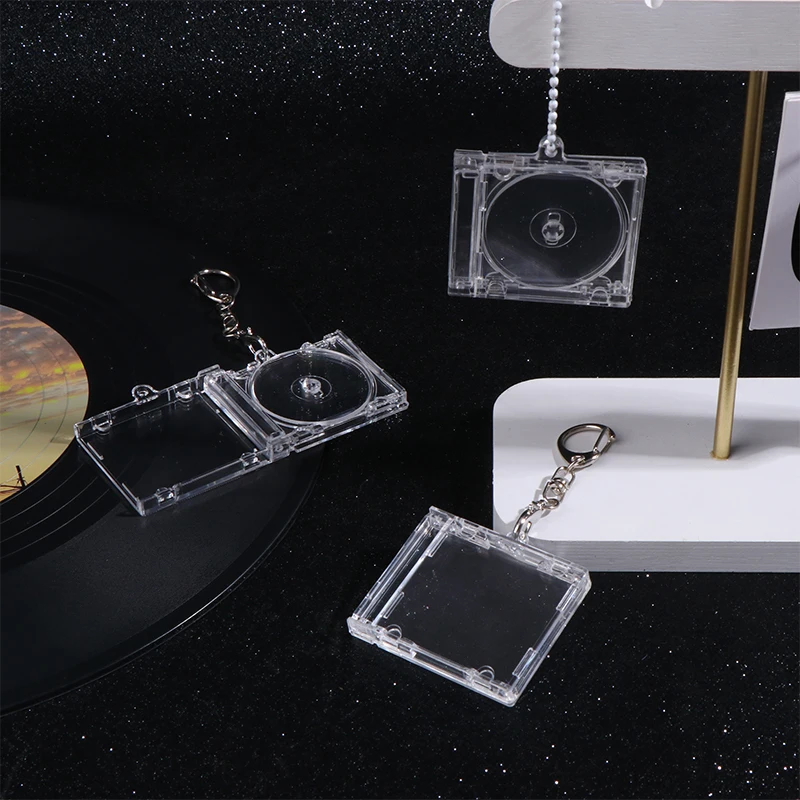 1PC Peripheral Commemorative Blank Album Mini CD Case Keychain CD Player Shaped Key Pendant For DIY Backpack Hanging Decoration view 3