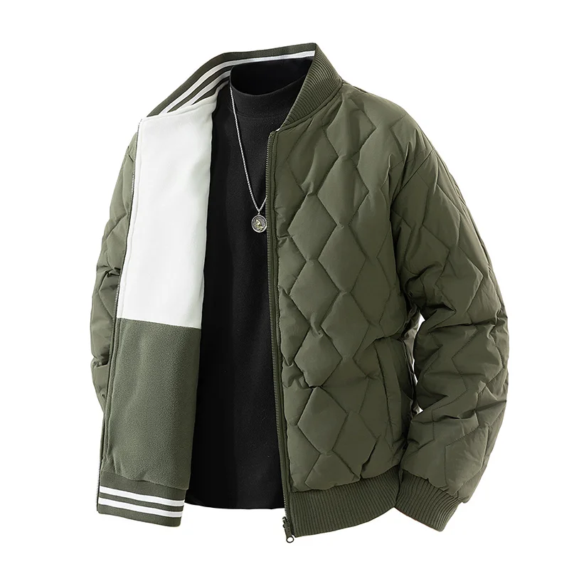 

Зимние утепленные мужские парки, куртки, модная повседневная мужская одежда с воротником-стойкой, однотонная верхняя одежда на молнии, качественная универсальная одежда