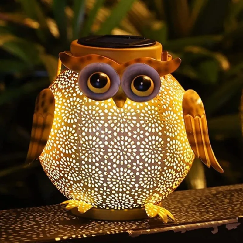 

Outdoor Solar Owl Wooden Stake Iron Hollow Projection Lamp Suitable for Courtyard Lawn Outdoor Garden Landscape Decoration