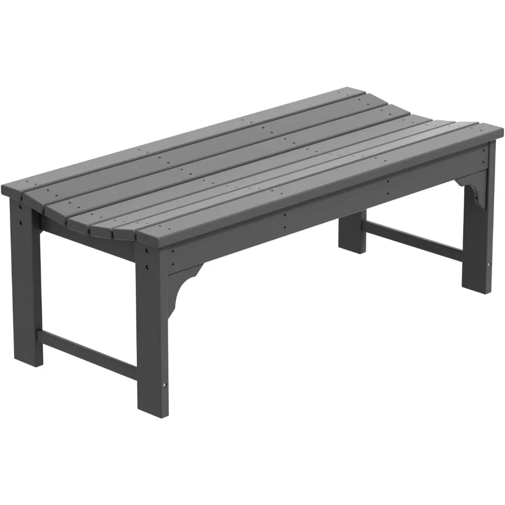 مقعد Adirondack 46 HDPE خارجي بدون ظهر من WO Home Furniture، مقعد متين من البولي كربونات للفناء والفناء الخلفي والشرفة والطقس-R #4