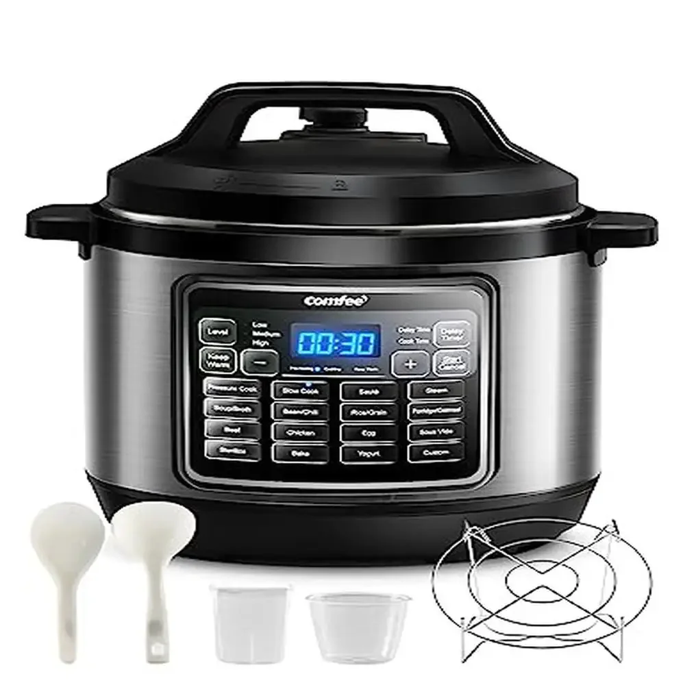 Electric Pressure Cooker 16-in-1 Multi  Slow Yogurt Maker Olla de Presion Non-Stick Pot 8 Quarts Capacity Safety Features