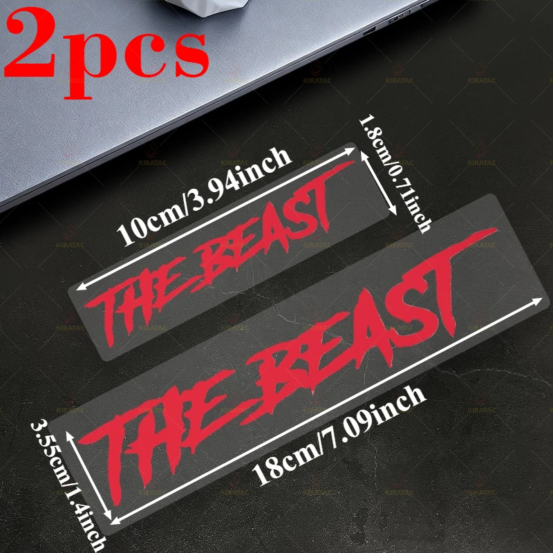 2-teiliges Aufkleber-Set mit der Aufschrift „The Beast“, wasserfeste Vinyl-Aufkleber für Auto und Motorrad, mehrfarbige Optionen