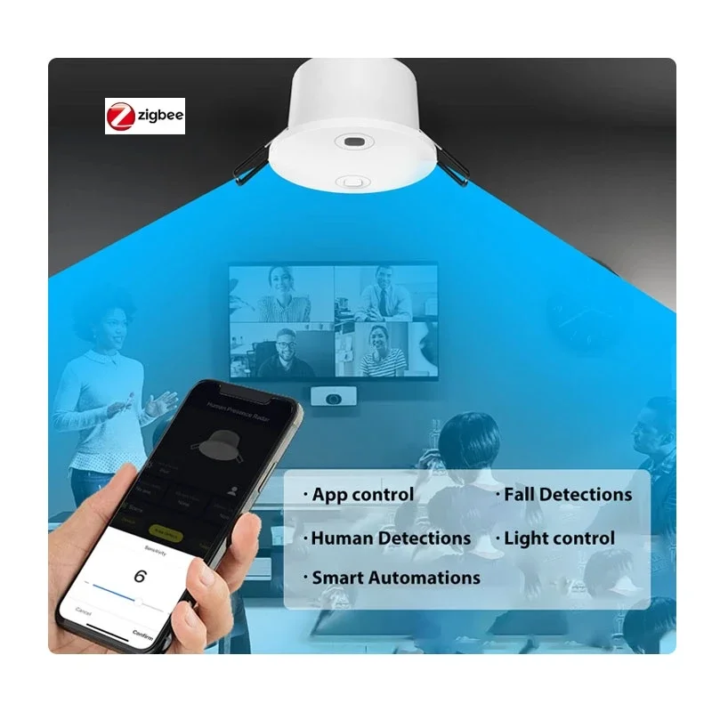 Motion Static Detector Tuya App Control Zigbee 60G Human Presence Sensor with Fall Detection for Smart Automation