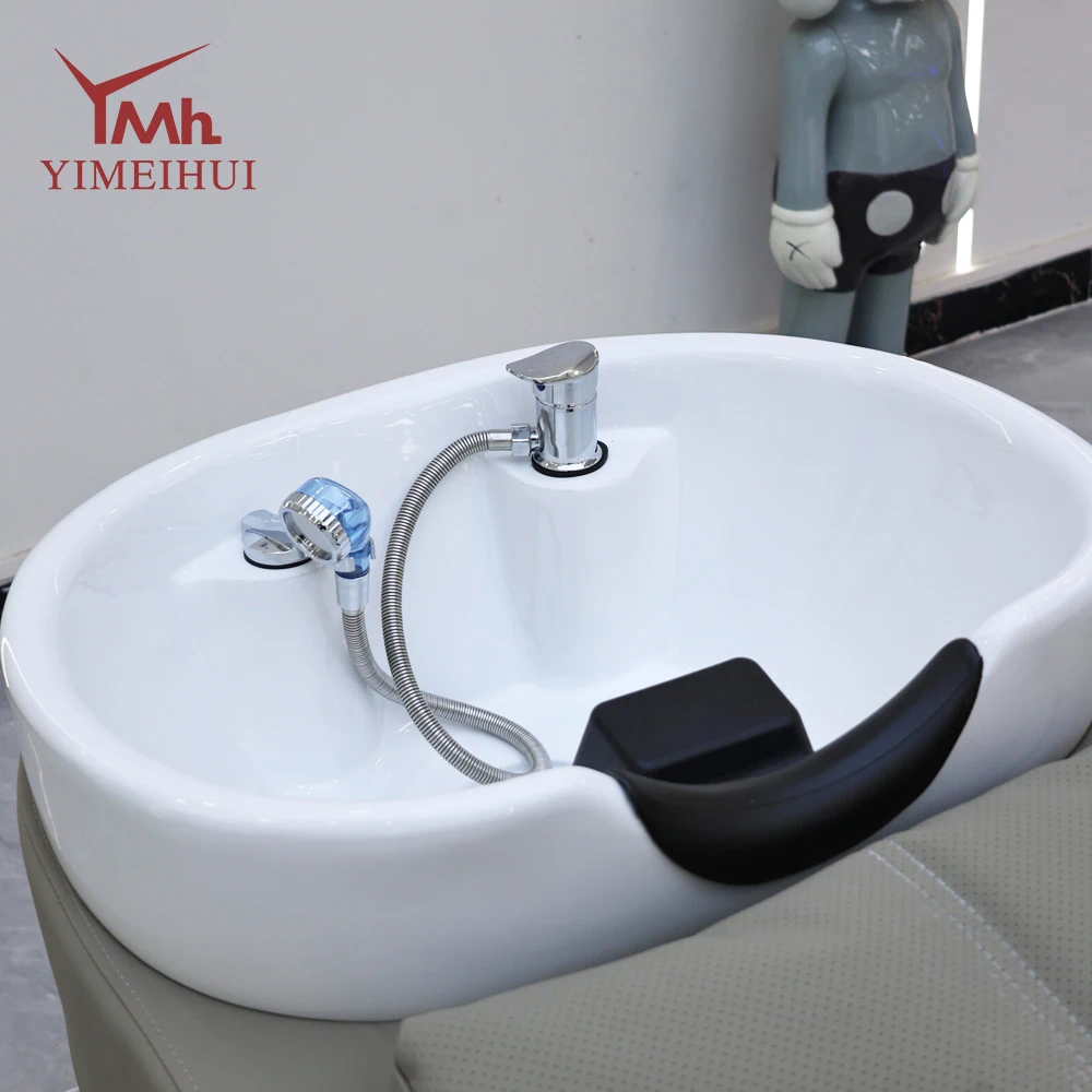 الجلود الاصطناعية رئيس سبا شامبو السرير الجملة كرسي شامبو وعاء غسل السرير صالون الشعر حوض غسيل #6