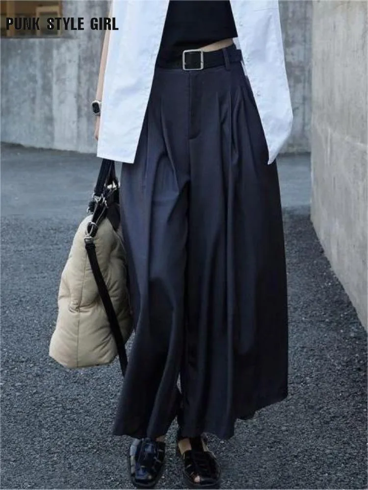 2024 Elegant Japanese Youthful Woman Oversized Skirt Suit Pants Vintage Baggy Office Ladies Korean Fashion Harajuku Trousers