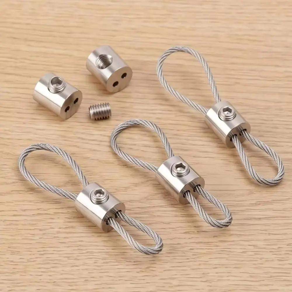 10pcs Iron Steel Wire Rope Clamp Adjustable Screws Rust-Proof Cable Hanging Clip Compact Lightweight Polished Surface Snap