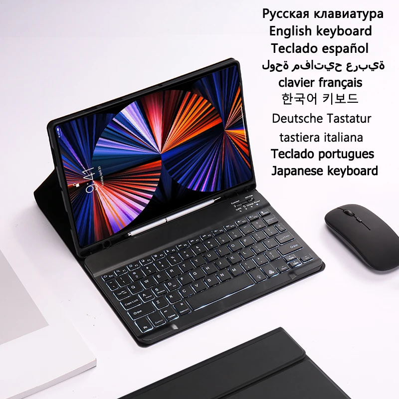 คีย์บอร์ดแบบ Backlit สำหรับ Samsung Tab S7 Fe Funda Teclado แป้นพิมพ์สำหรับ Samsung Galaxy Tab S8 Plus S7 Plus 12.4นิ้วคีย์บอร์ด