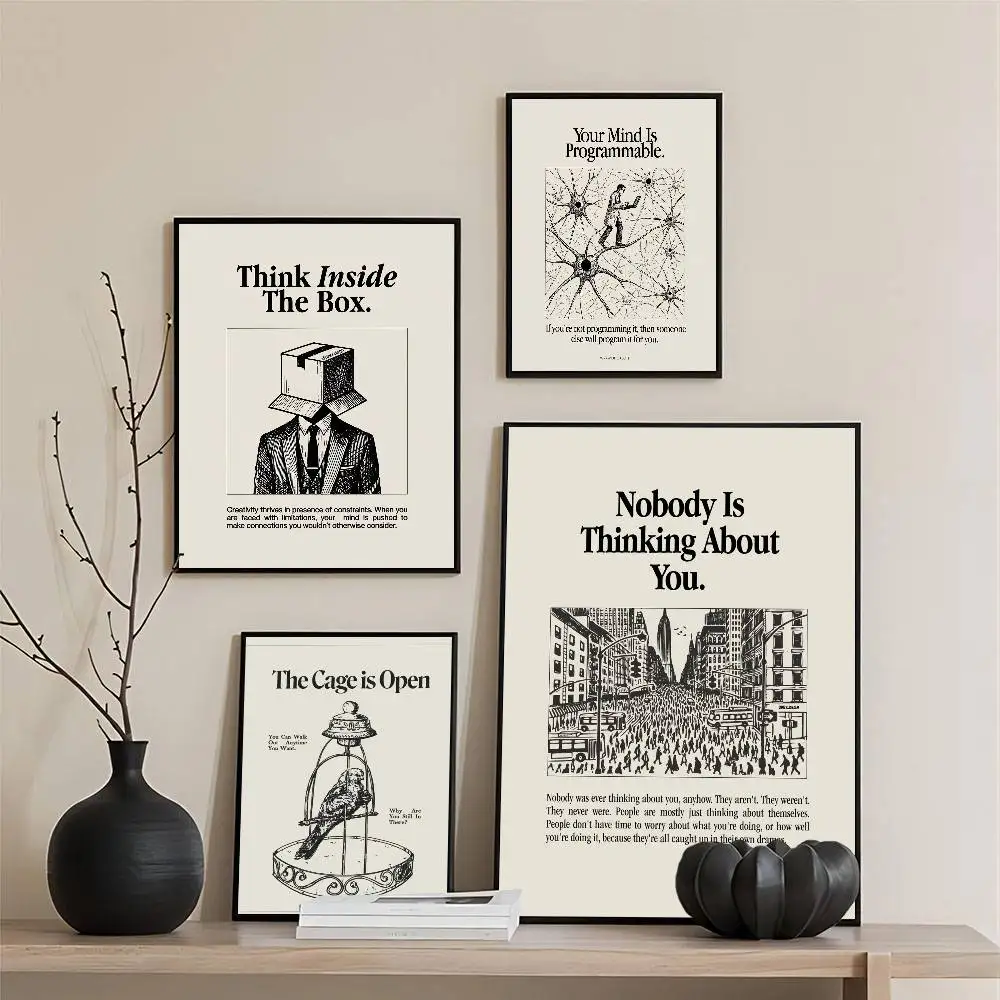Frameless Minimalist Motivational Quotes Inspirational Discipline Posters HD Quality Poster Wall Art Painting Study Nordic Home