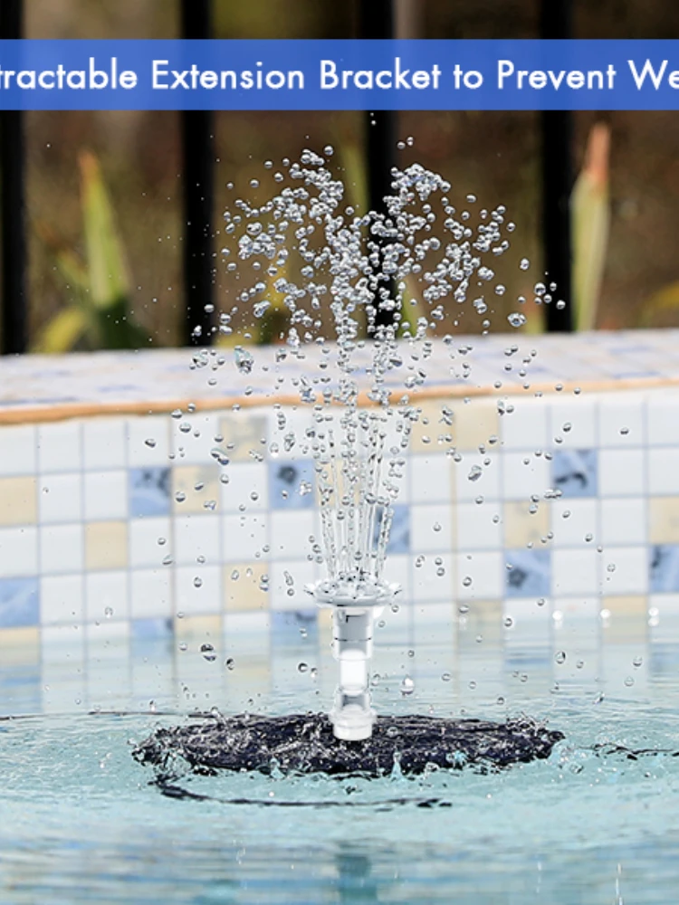 Pompe à eau solaire, pompe à eau solaire de 3,5 W avec 6 buses, fontaine flottante solaire pour oiseaux pour jardin