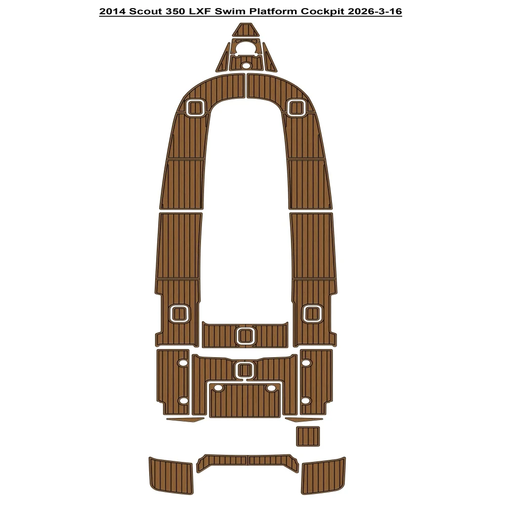 

2014 Scout 350 LXF Swim Platform Cockpit Pad Boat EVA Foam Faux Teak Deck Floor Mat SeadDek MarineMat Style Self Adhesive