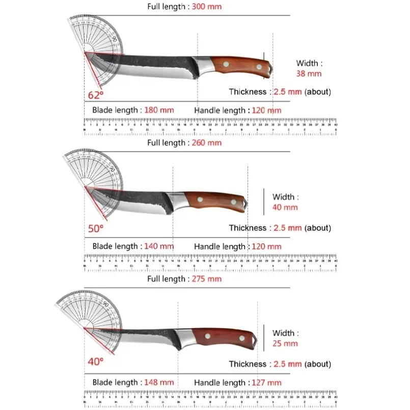 Wood Handle Butcher Meat Bone Shaving Knives Hand Forged Butcher Cleaver Knife Barbecue Fish Filleting Knife Cooking Knives