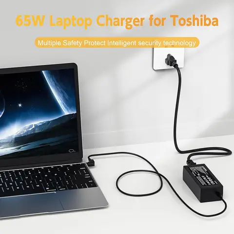 65W Laptop Charger for Toshiba Satellite  PA3822U-1ACA, PA3917U-1ACA, PA5177U-1ACA, PA5178U-1ACA Power Supply Cord