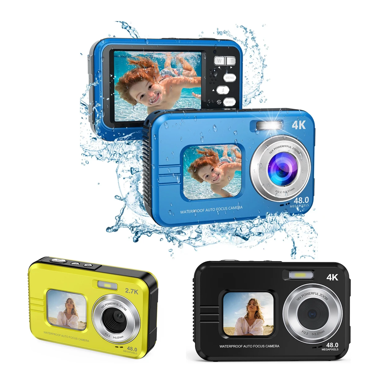 

Underwater camera waterproof 48MP/4K/16x zoom/dual screen/auto focus