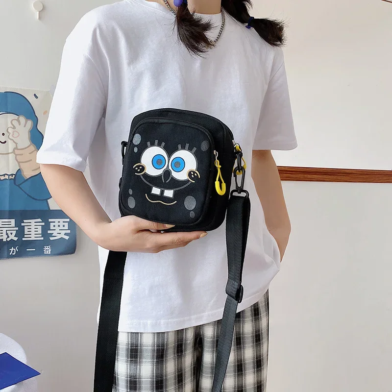 SpongeBob Shoulder Bag Anime Cute Boys Girls Small Messenger Shopper Cartoon Coin Fashion Students Travel Crossbody Makeup Bag