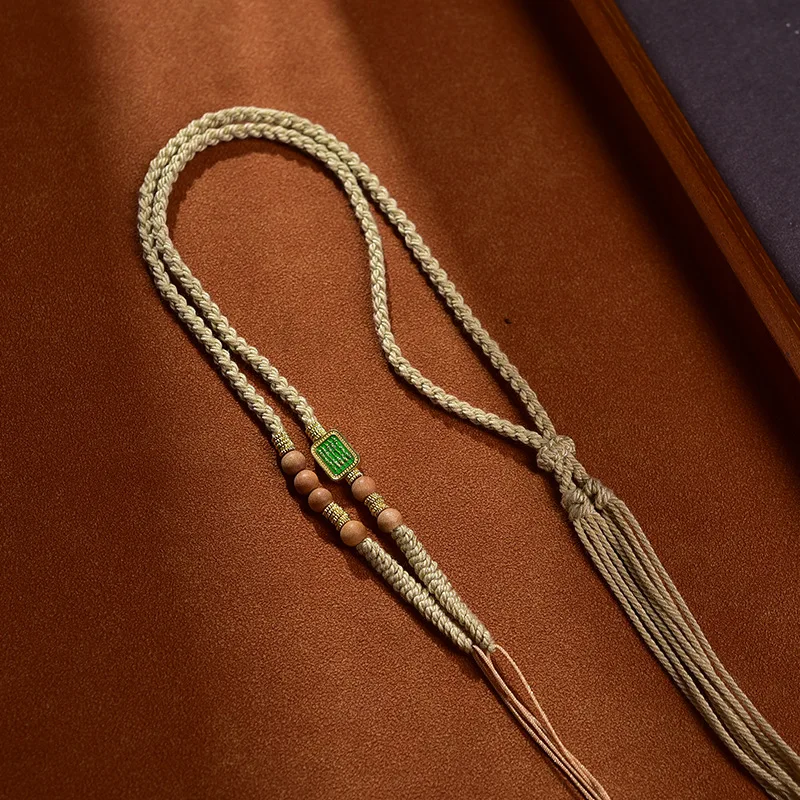 Yno Tibetan Style Handwoven Horizontal Dzi Bead Pendant Rope For Beeswax Barrel Beads Lucky Blessing Fortune Chinese Style Adjus