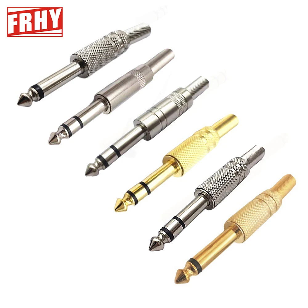 5PCS 6.35mm/6.5mm 2-Pole Mono Amp Plug Metal Stereo Mic Jack Audio Connector for KTV Easy Plug-in, Ideal for Singing Enthusiasts