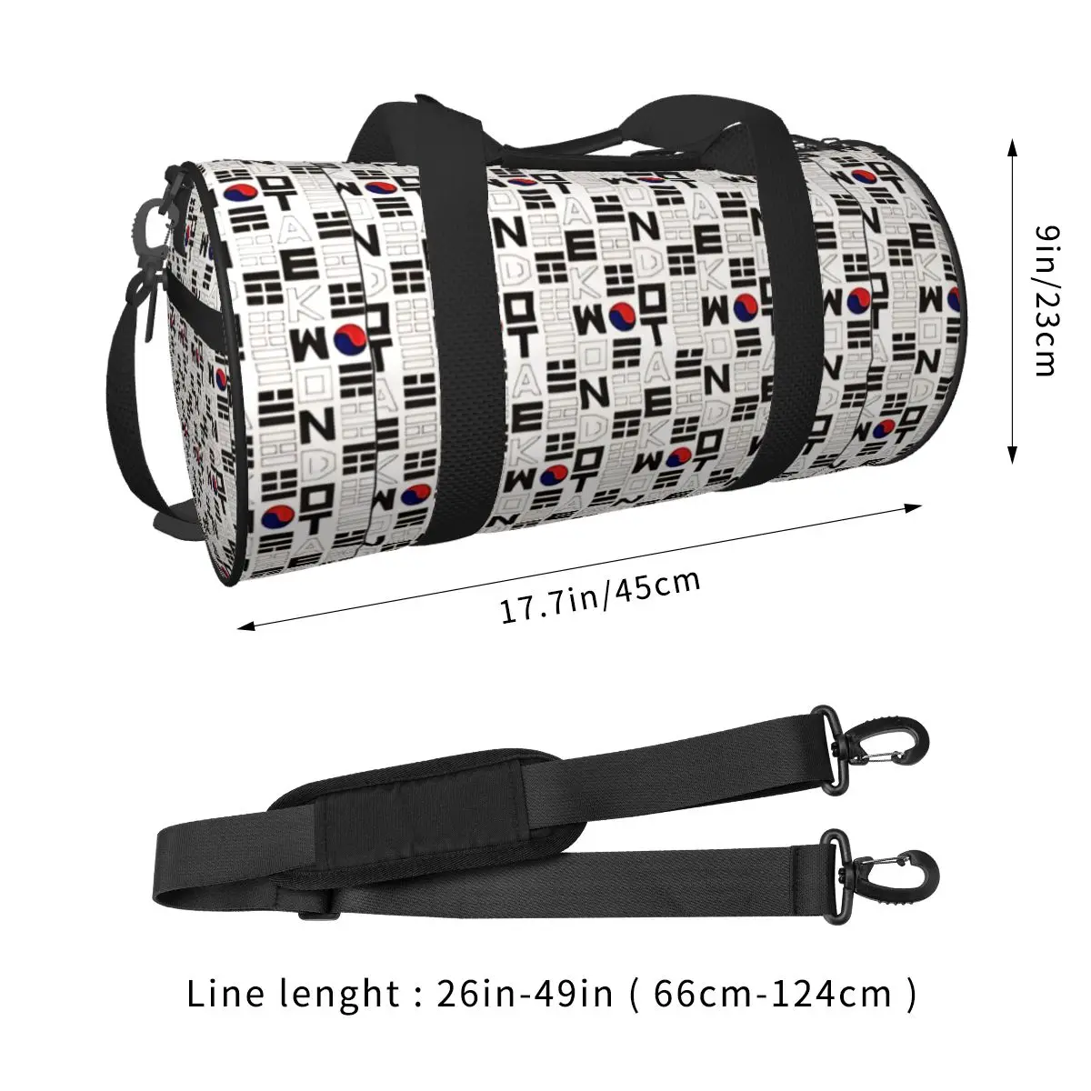 TaeKwonDo Checkers Sport Bags Large Gym Bag Waterproof Men's Pattern Handbag Luggage Colorful Fitness Bag