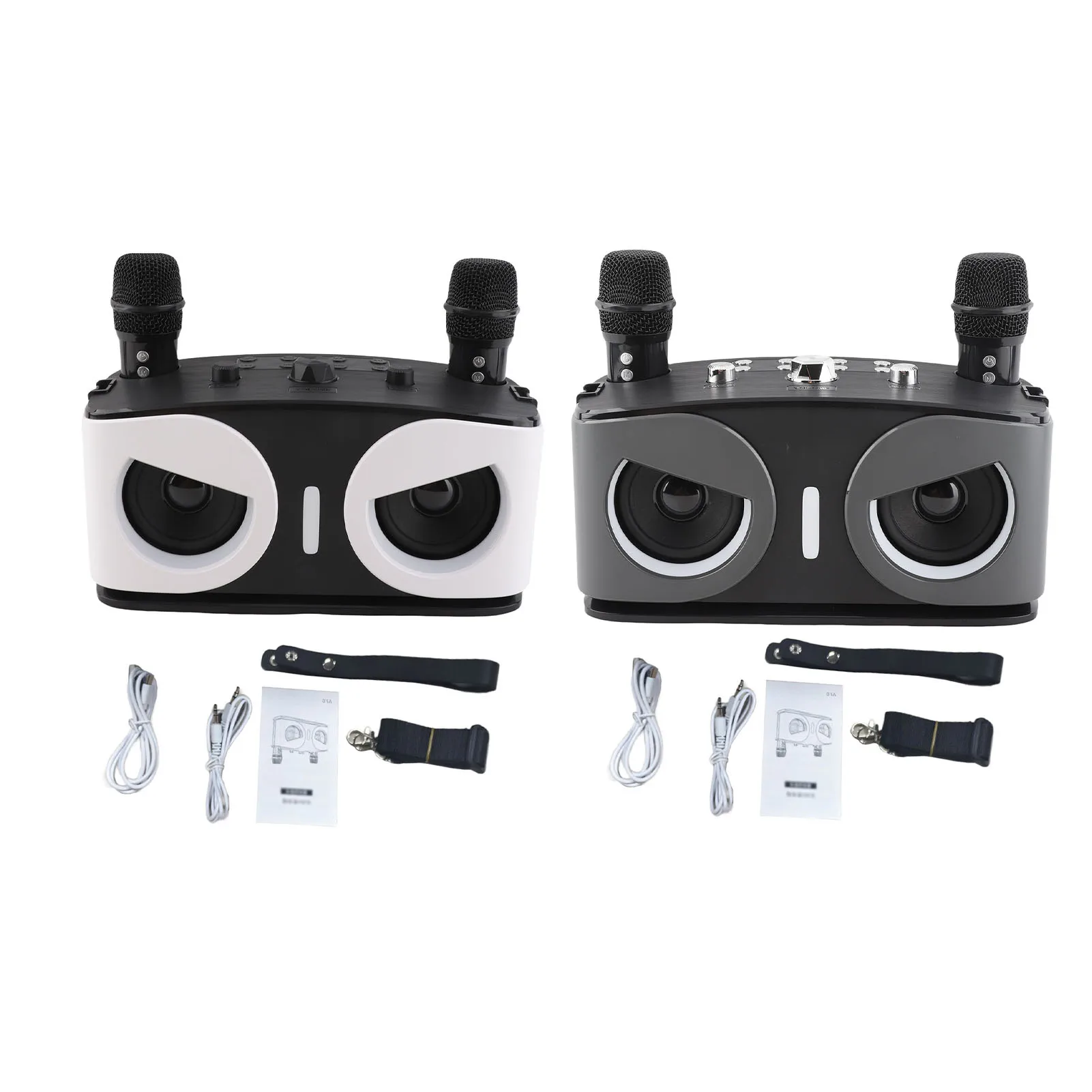 آلة كاريوكي مع 2 ميكروفونات لاسلكية ومكبر صوت KTV مع تأثيرات ضوئية RGB نظام كاريوكي محمول